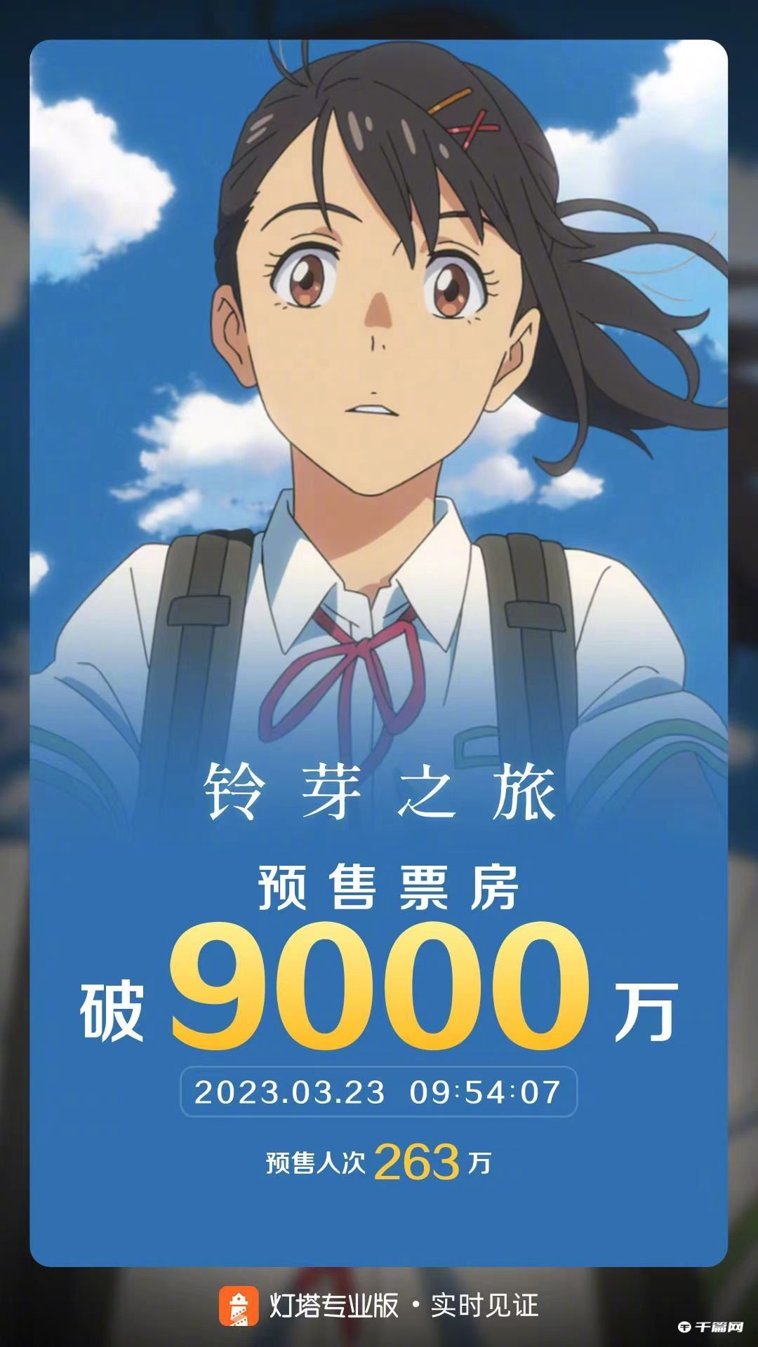 新海诚《铃芽之旅》预售总票房突破9000万